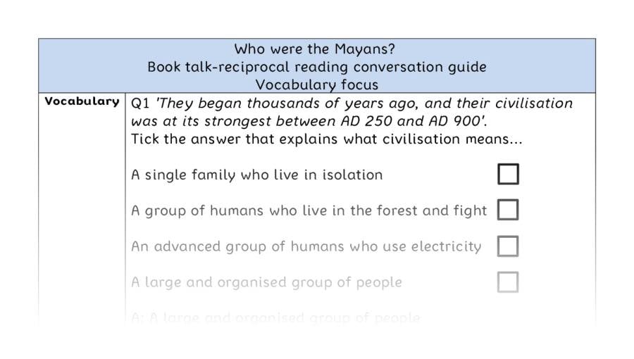 Reciprocal reading - vocabulary - Who were the Mayans