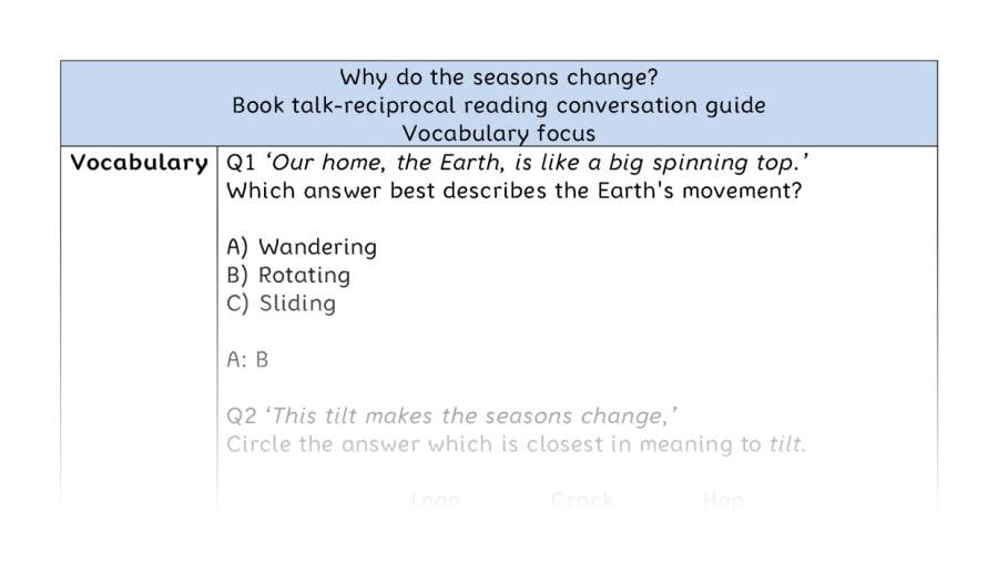 Reciprocal - vocabulary - Why do the seasons change