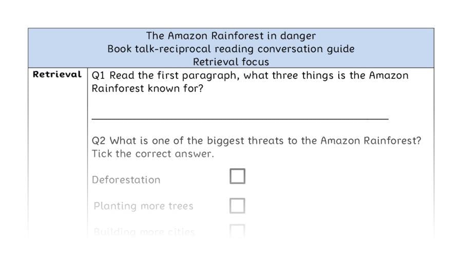 Reciprocal reading - retrieval - The Amazon Rainforest in danger