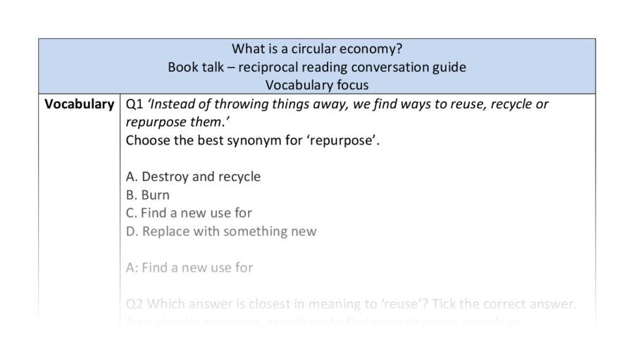 Reciprocal reading - vocabulary - What is a circular economy